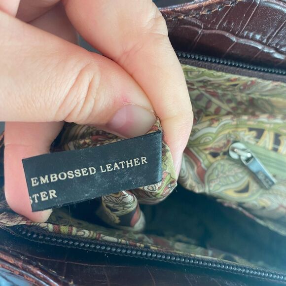 MAXX New York VTG Maroon Brown Croc Embossed Leather Shoulder Bag - Picture 8 of 8